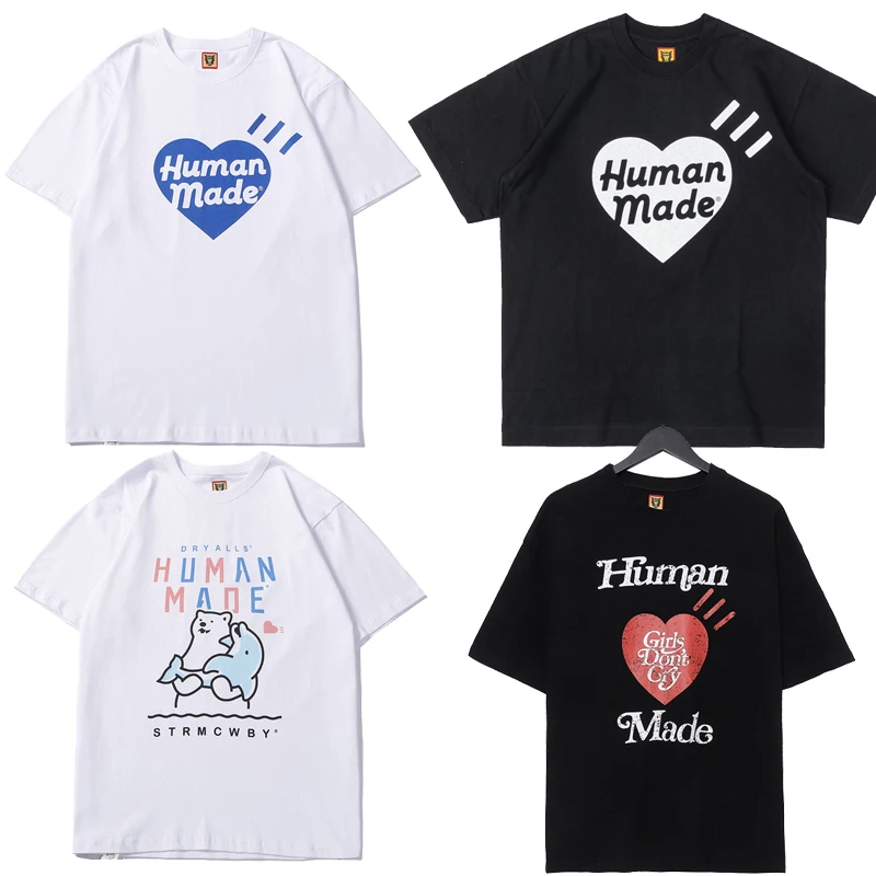 

2021SS Humanmade T-shirt Polar Bear Dolphin Whale Human Made T Shirt 100% Cotton With Tag Label