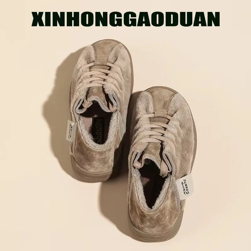 

Женские туфли с большим носком, новинка осень-зима 2022, плюшевые туфли на толстой подошве, обувь для двоих, одна обувь без шнуровки, кроссовки