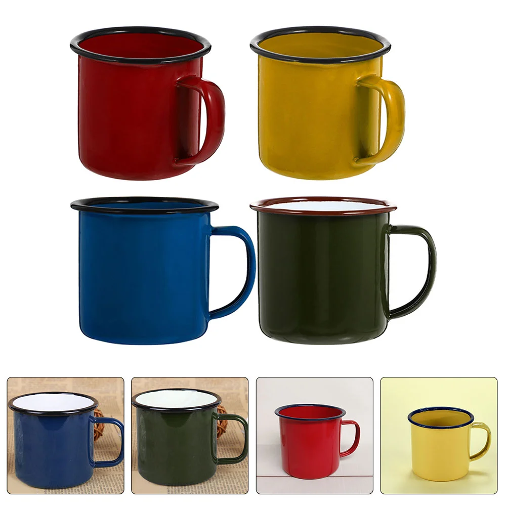 

4 Pcs Colored Enamel Mug Camping Coffee Espresso Glass Cup Cups Ceramic Mugs Metal Milk