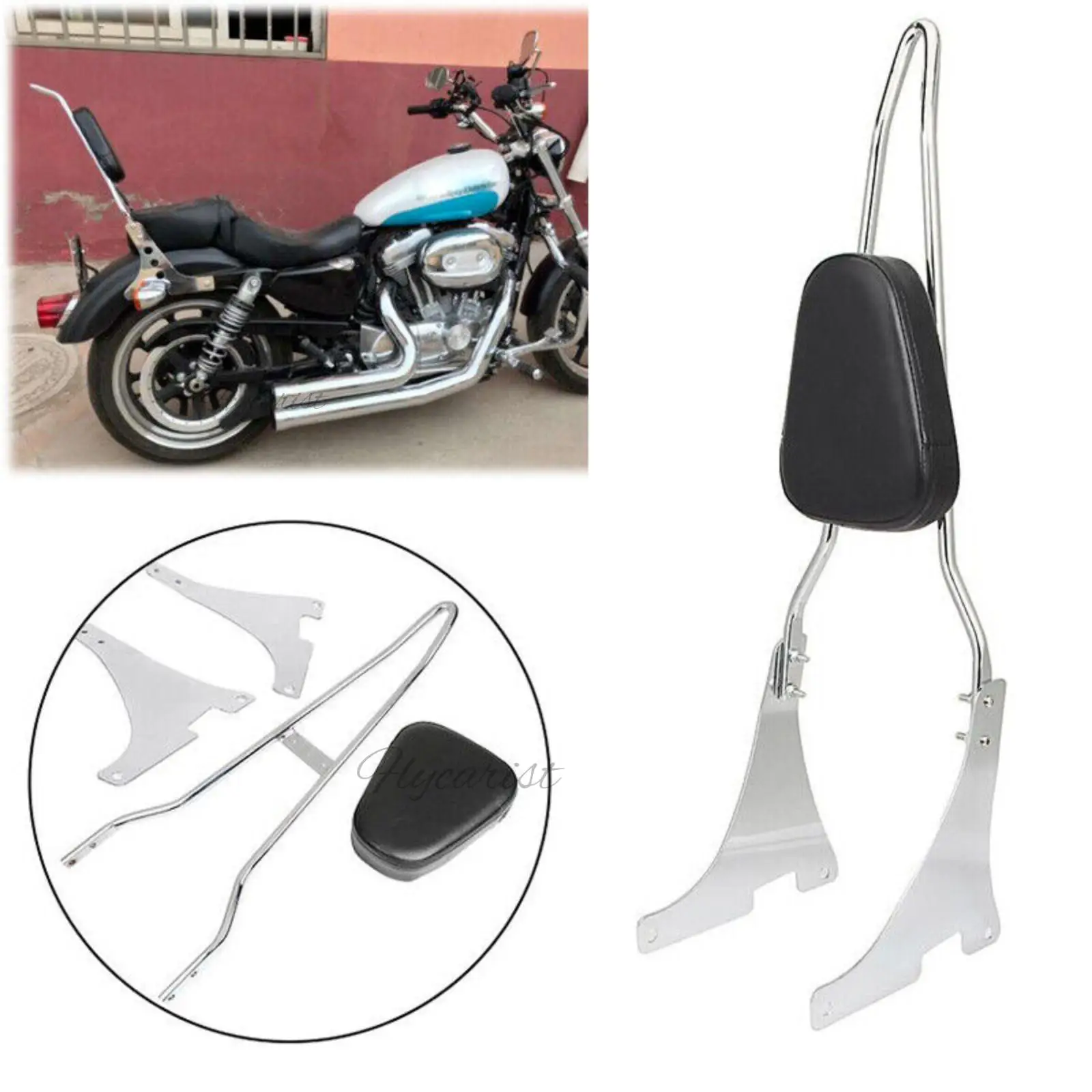 Для Harley Sportster XL 1200 883 04-up Sissy Bar спинка багажника и коврик