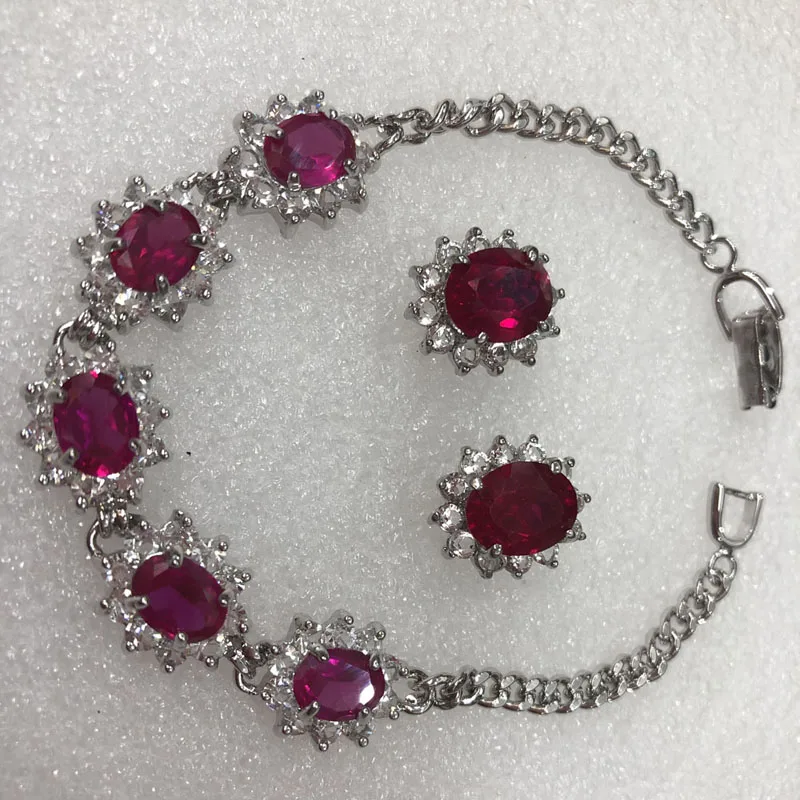 

Роскошные красные браслеты с кристаллами, серьги для женщин Стразы, очаровательный браслет, серьги, вечерние, модный подарок, ювелирные изд...