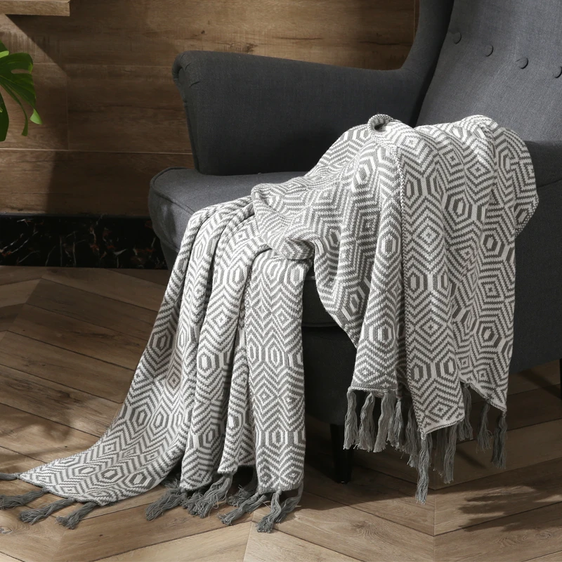 

Вязаное одеяло, мягкое удобное акриловое одеяло с кисточками, для дивана, кровати, путешествий, кемпинга, 50 Х70 дюймов