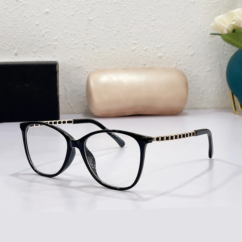 

2022 Luxury Brand design Optical Eyeglasses Frames Acetate Chain eyewear Reading Myopia Prescription Glasses With Original Case