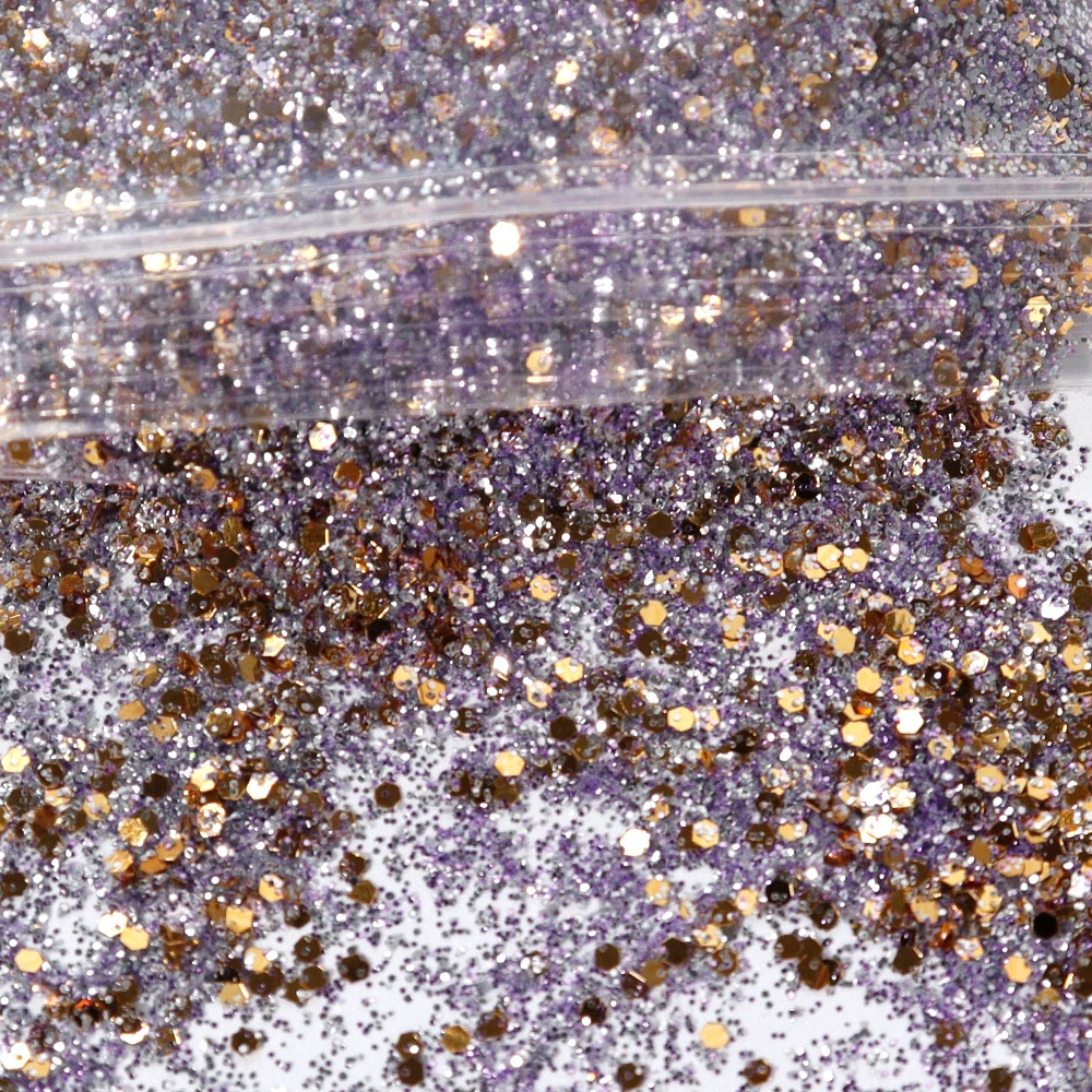 

50g/Bag Holographic Nail Glitter Powder Mixed Golden Pigment Hexagon Flakes Sequins Nail Art Decorations for Manicure Paillette