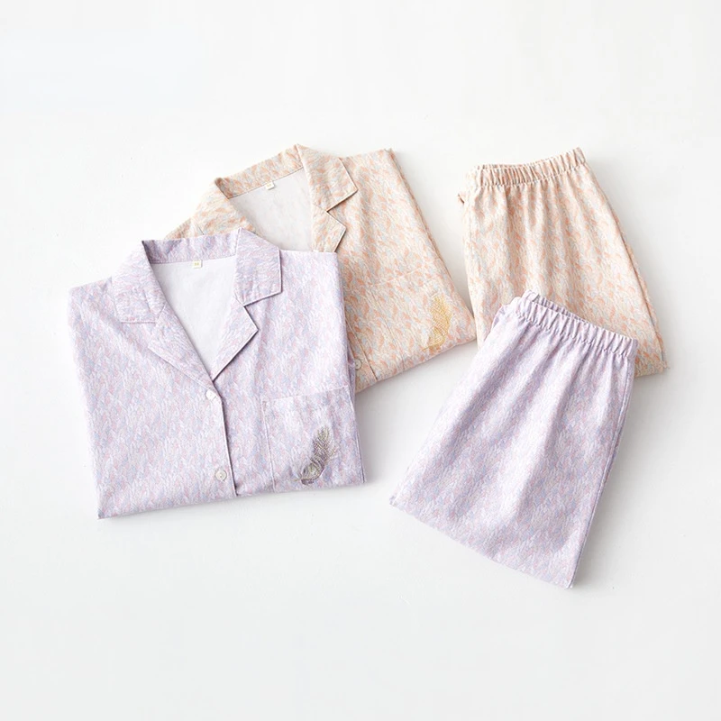 Женский хлопковый пижамный комплект 2022 теплый домашний костюм с длинным рукавом