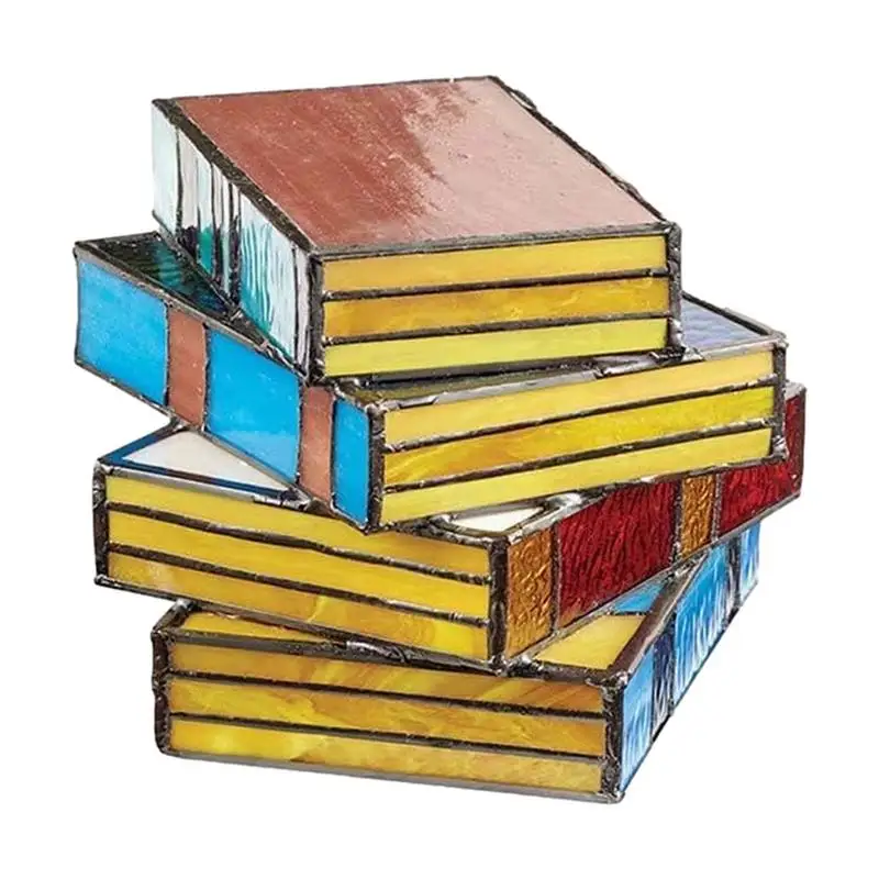 

Искусственная книга, Декор, искусственное витражное стекло, книги из смолы, устойчивые к выцветанию, винтажные элегантные многослойные книги, декор для кофейных столов