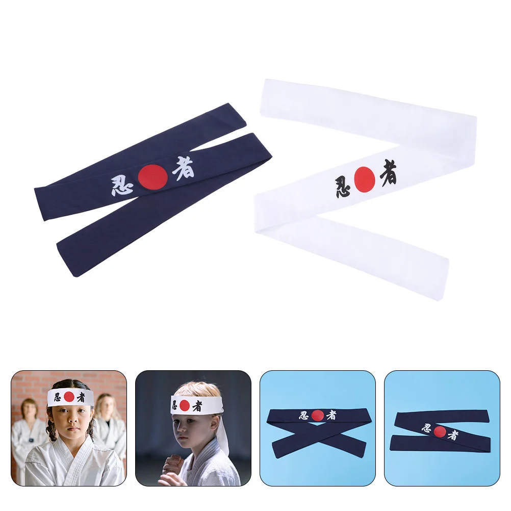 

Ninja Print Headband Japanese Cooking Costume Sushi Chef Headwear Tie Portable Athletic Headbands
