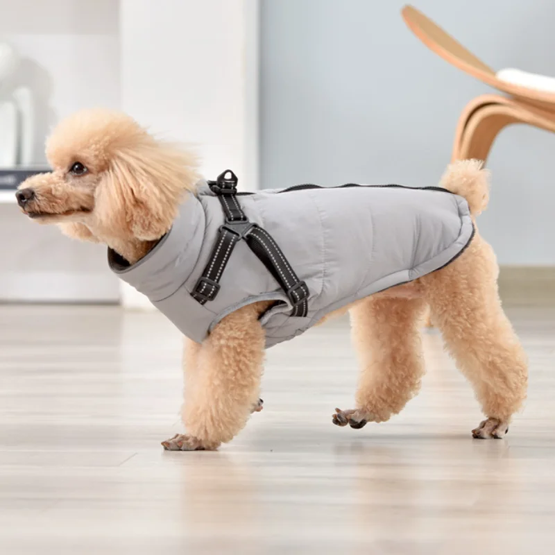 

Зимняя одежда для собак, теплая водонепроницаемая хлопковая Светоотражающая Одежда для собак, безопасное ночное пальто для маленьких и средних собак, жилет с высоким воротником