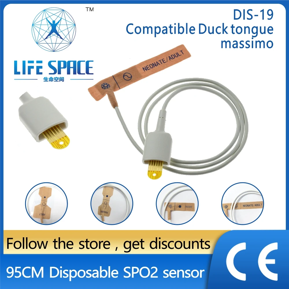 

DIS01-19 Disposable Blood Oxygen Spo2 Sensor Bandage, Adult, Pediatric, Infant, Neonate for masimo 8pin with chip (Duck tongue)