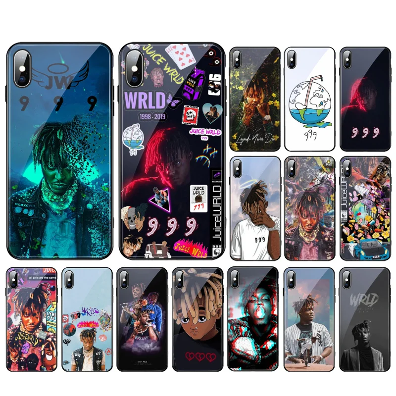 

Rap Juice Wrld Singer Glass phone case For iphone 15 14 13 Pro Max 12 11 Pro Max Mobile Phone Case Funda