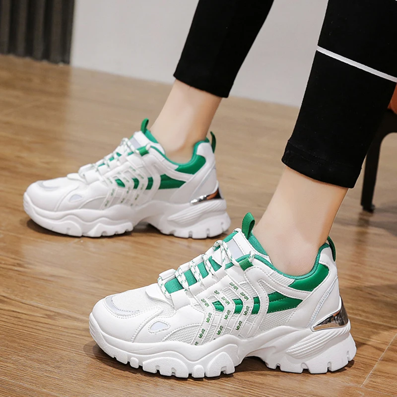 

Rimocy 2022 Spring Women's Platform Shoes Breathable Mesh Chunky Sneakers Women Spring Autumn Thick Bottom Lace Up Casual Shoes