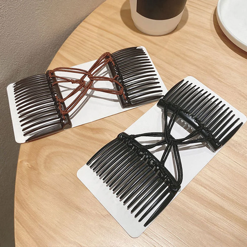 

Stretchy Knotted Double Comb Hair Clip Adjustable Elastic No Crease Hairpins Women Updo Ponytail Holder Barrettes
