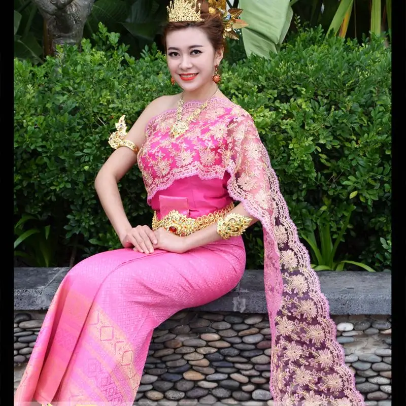 2023 New Thai Traditional Asian Photography Dance Performance Thailand Costume Travel Dress Vintage Thai Clothing Dress Set