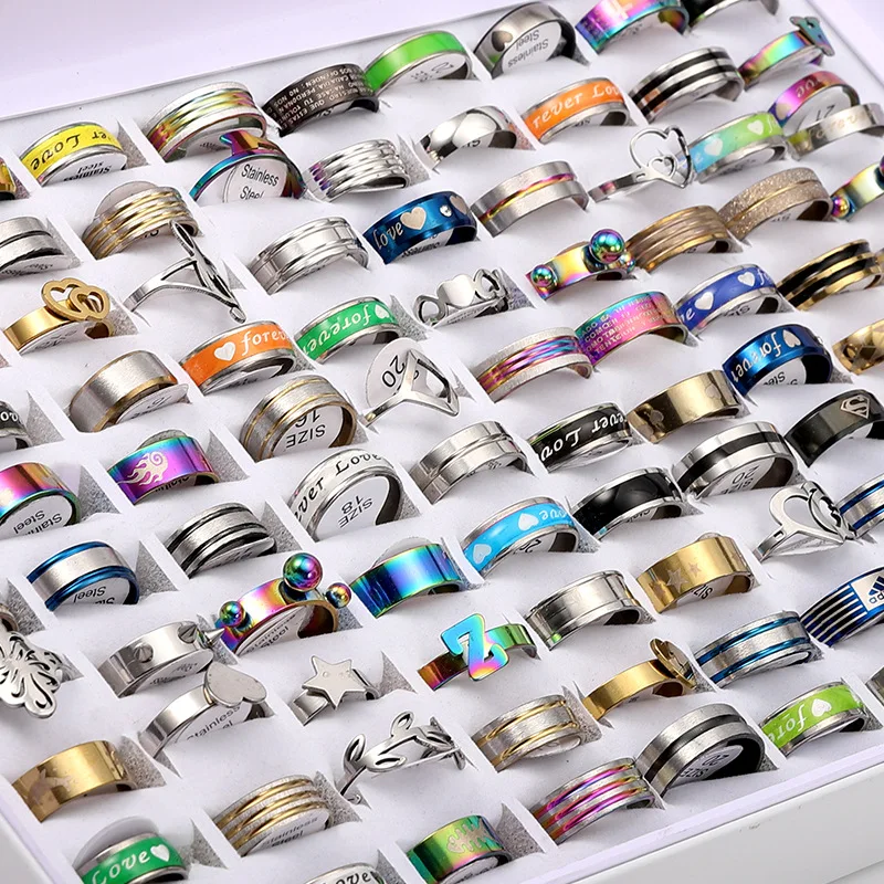 

1.2 Thick Titanium Steel Stainless Steel Mixed Styles Ring For Women Men Rings
