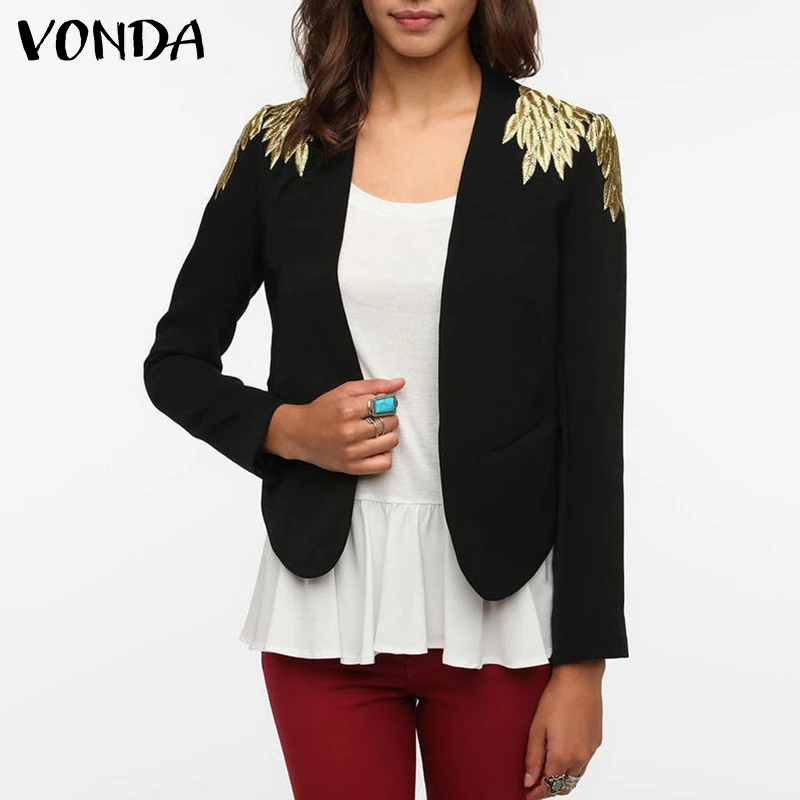 

Костюм VONDA женский с длинным рукавом, блейзер, деловая короткая куртка для офиса, верхняя одежда, весна-осень