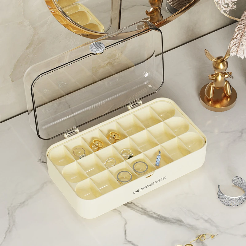 

Luxury Jewelry Storage Box Multilayer Transparency Dustproof Earring Nail Art Cosmetics Storage Box Jewelry Display Rack Gift