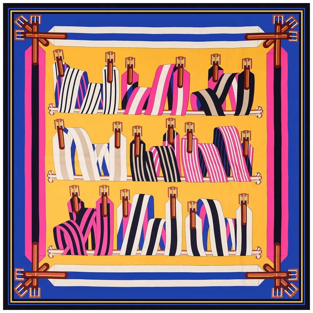 130*130cm European Retro Roman Luxury Ladies Twill Decorative Muffler Women Silk Scarf Sunscreen Shawl Couple Large Square Pareo |