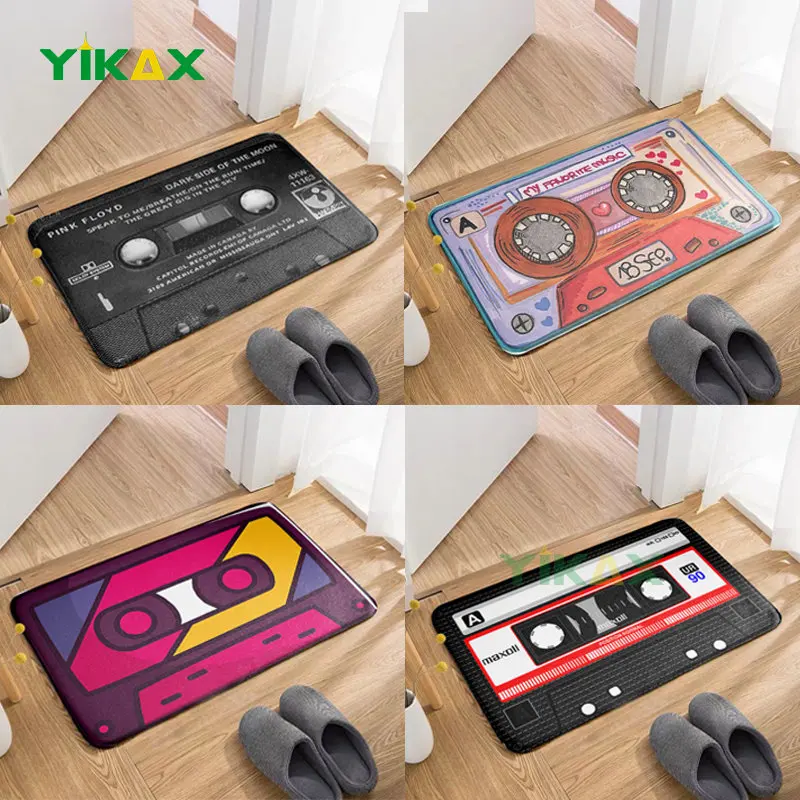 

Vintage Cassette Music Carpet Tape Floor Bedroom Bathroom Rugs Entrance Doormat Living Room Kitchen Anti-Slip Bathroom Door Mat