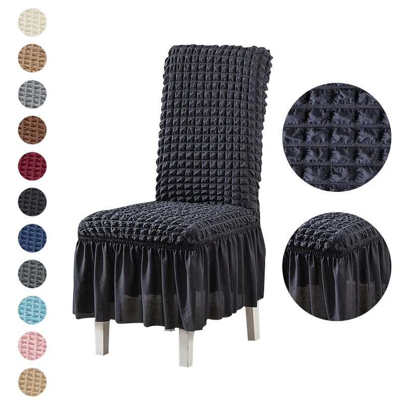 

Seersucker Retractable Dining Chair Cover Spandex Sofa Cover For Chair Living Room Dining Chair Cover Elastic Stretch