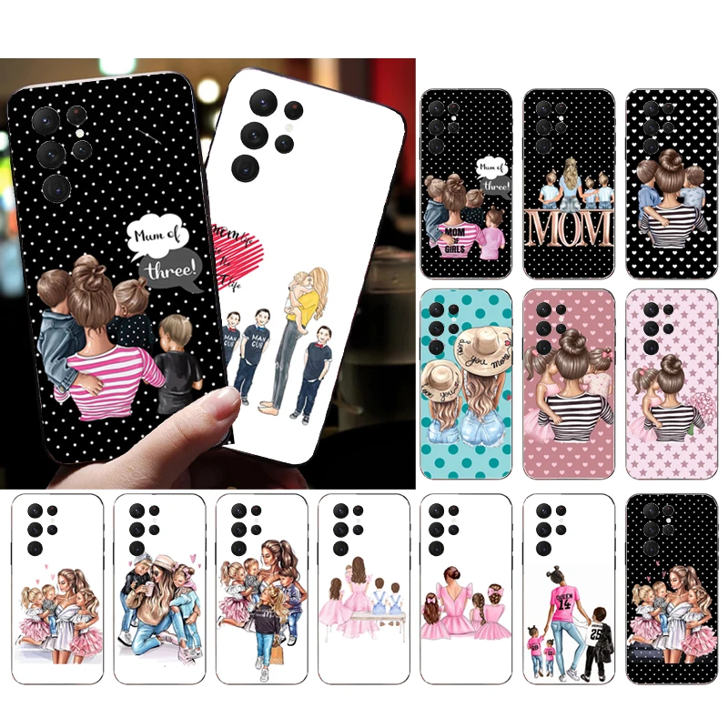 

Mom Son Daughter Phone Case for Samsung Galaxy S23 S22 S21 S20 Ultra S20 S22 S21 S10E S20FE Note 10Plus 20 Ultra Funda