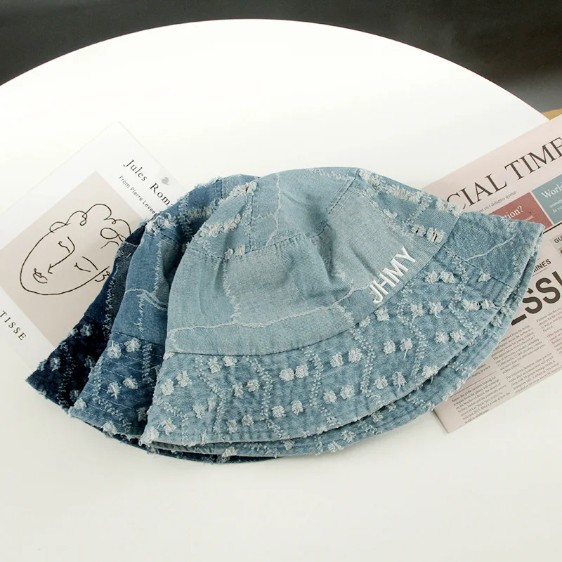 

2022Hat women wash the spring and autumn period and the Japanese do old hole basin hat embroidery letters cowboy fisherman hat l