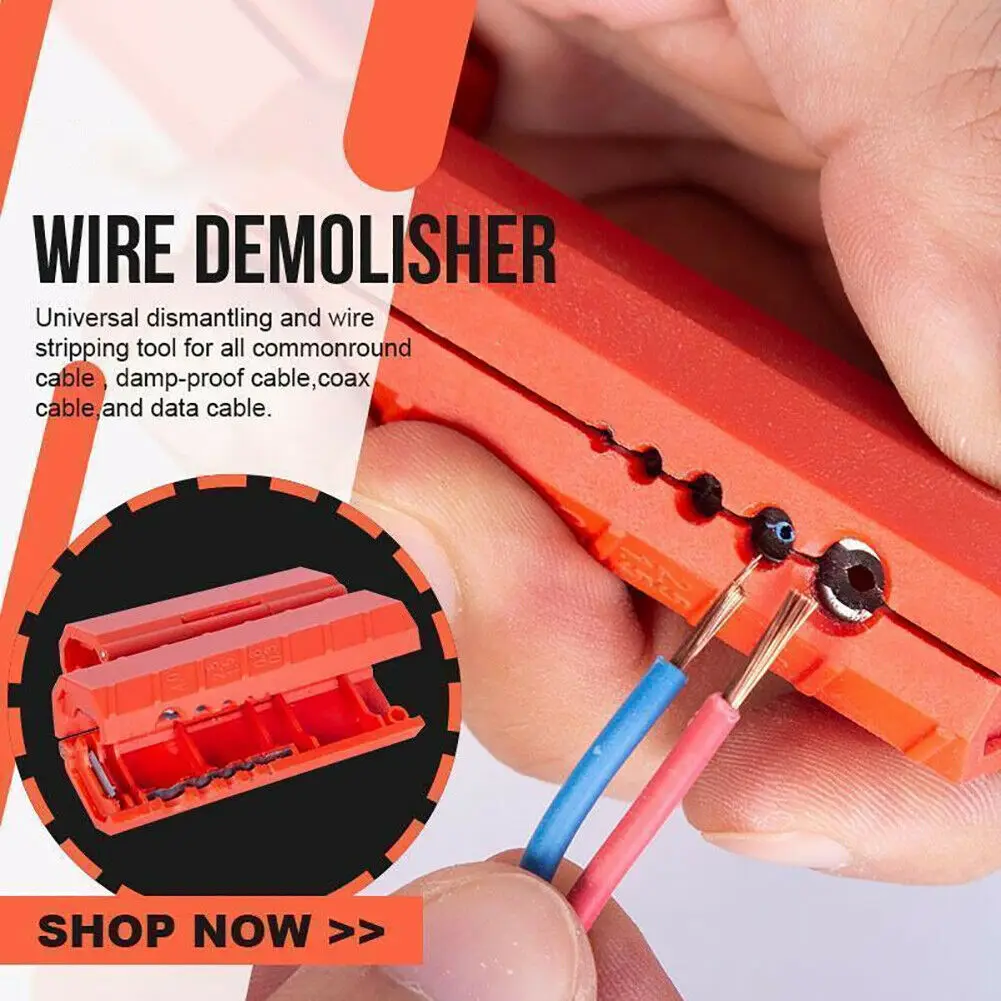 

Wire Demolisher Mini Portable Cable Stripper Crimper Pliers Crimping Tool Cable Stripping Wire Cutter Cut Line Pocket Multitool