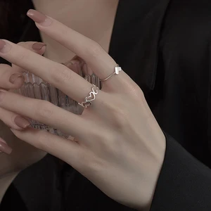 Женское Открытое кольцо в форме сердца, простое регулируемое кольцо в Корейском стиле, ювелирное изделие для девушек