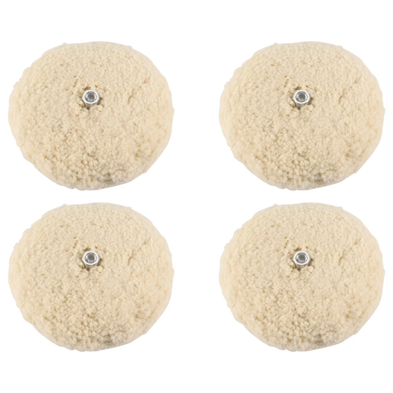 7 Inch Double Sided Wool Polishing Pad Buffing Pad With 5/8 Inch Bolt Wool (Pack Of 4)