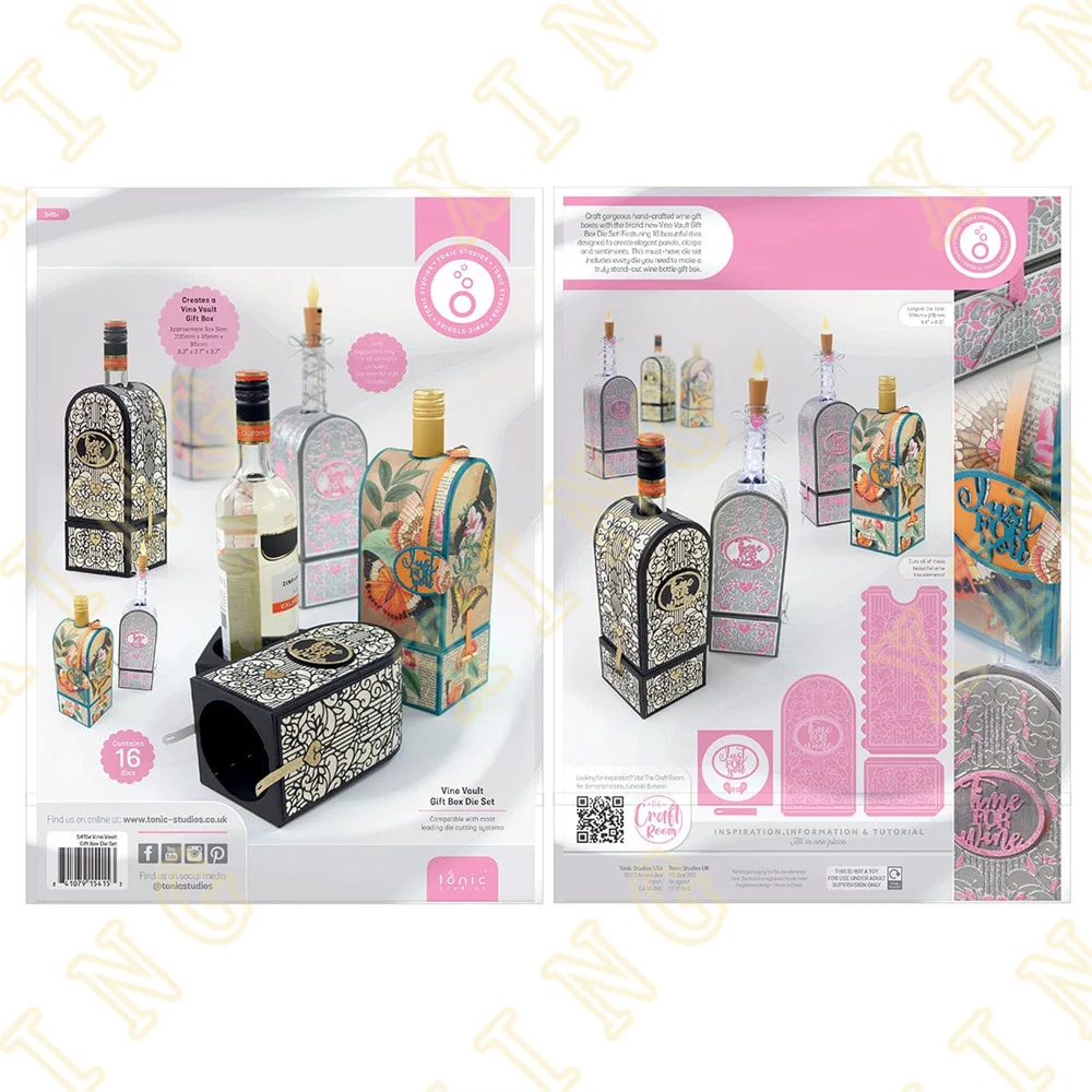 

Metal Cutting Dies Scrapbook Diary Decoration Stencil Embossing Template DIY Greeting Card Handmade Vino Vault Gift Box 2023 New