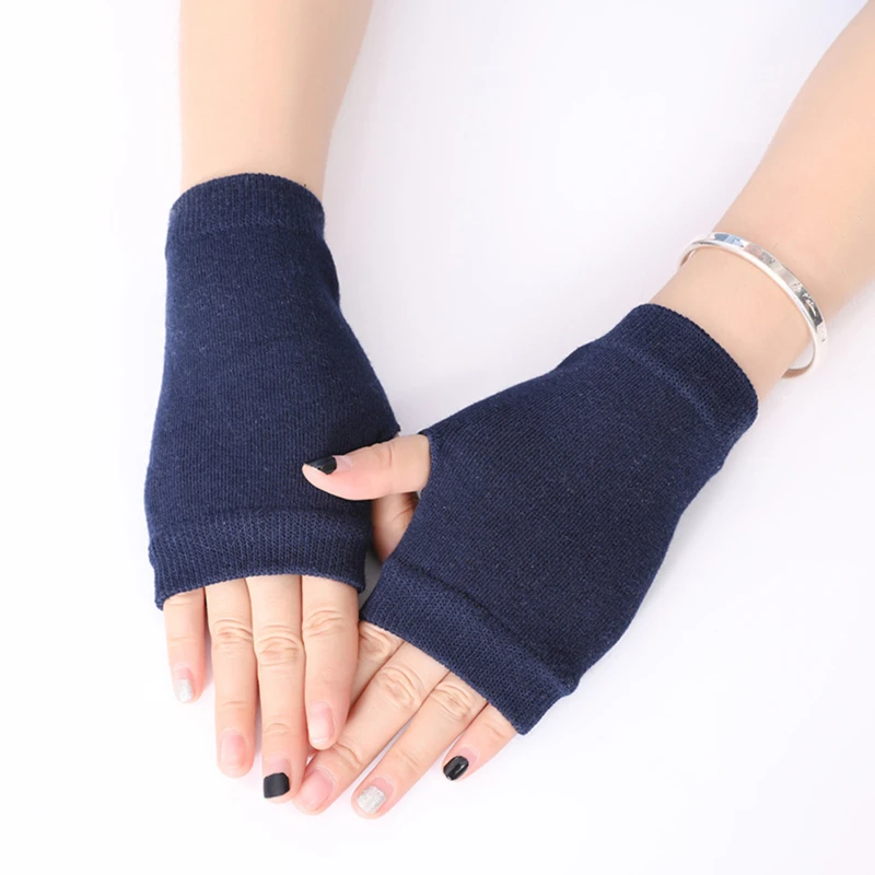 

Women And Men Exposed Finger Short Gloves Winter Autumn Warm Fingerless Knitted Wool Gloves Solid Color Stretch Mittens Unisex