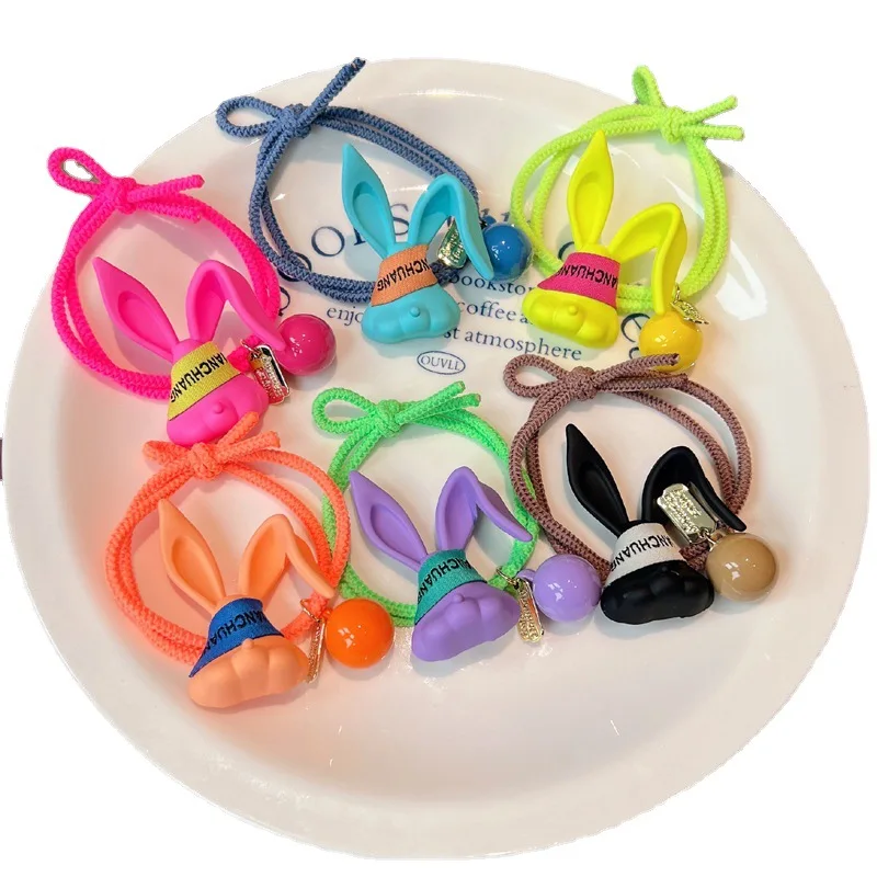

Cartoon Rabbit Bunny Elastic Hair Tie Band for Women Girl Korean Handmade Fashion Head Accessories Mujer Wholesale
