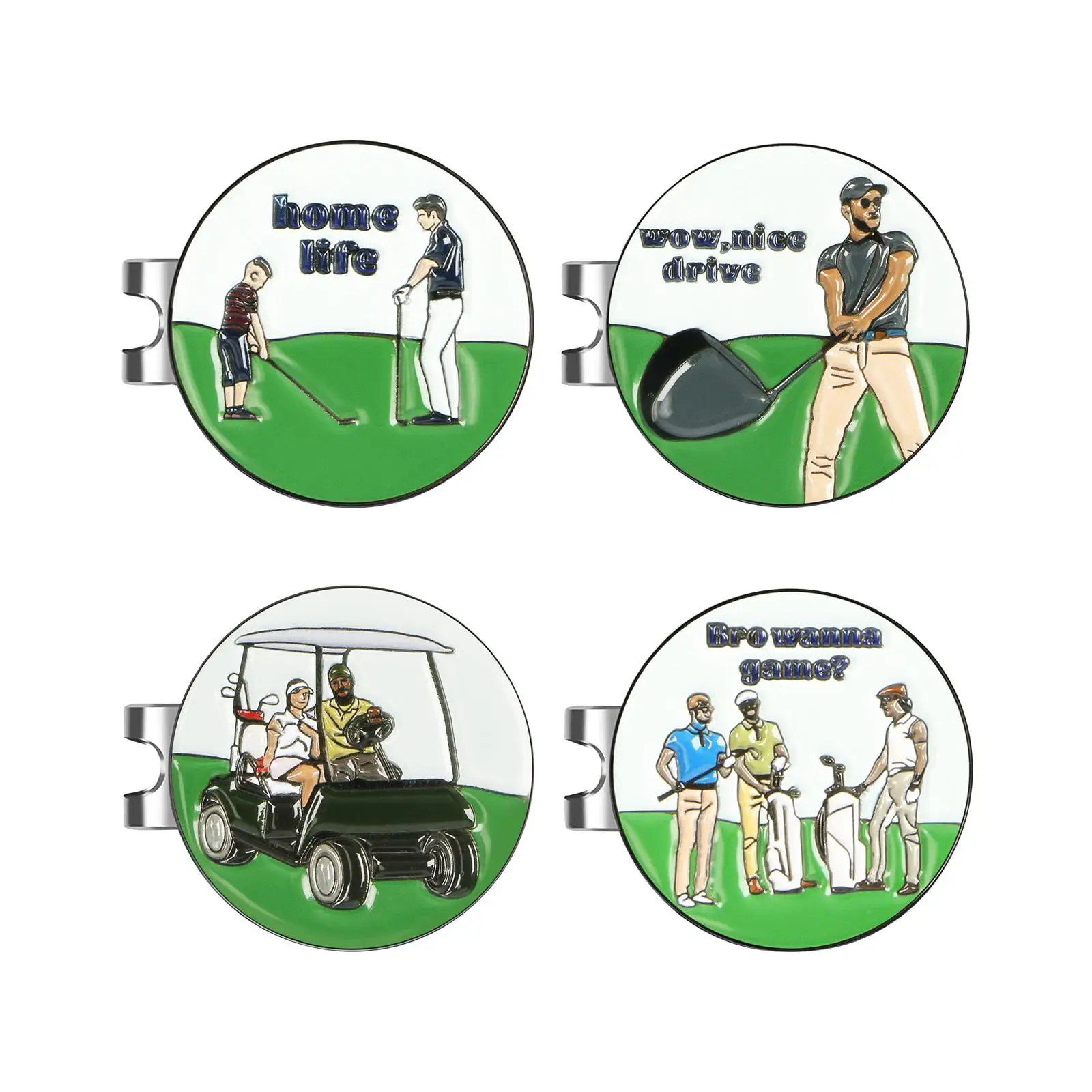 

Golf Ball Marker with Golf Hat Clip 25mm Zinc Alloy Putting Position Mark