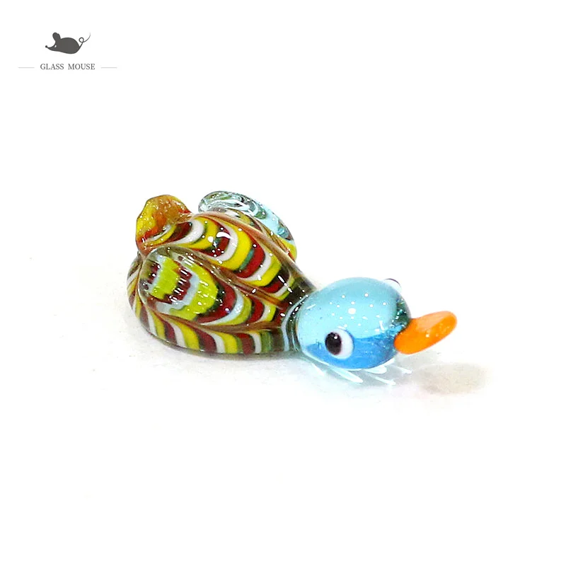 

Cute Glass Duck Mini Figurines Colorful Cartoon Animal Tiny Statue Craft Ornament Home Fairy Garden Easter Micro Landscape Decor