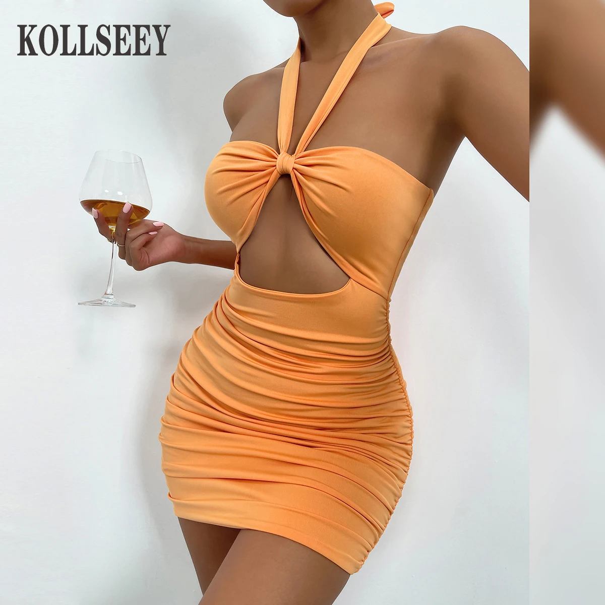 Enlarge KOLLSEEY Brand Sexy Long Sleeve Tight sequin Dress Women Elegant Body Club Party Mini Dresses Ladies
