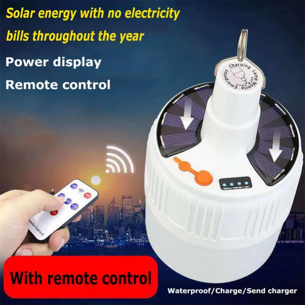 

Светодиодный фонарь для зарядки на солнечной батарее с дистанционным управлением, USB, 24 светодиосветодиодный