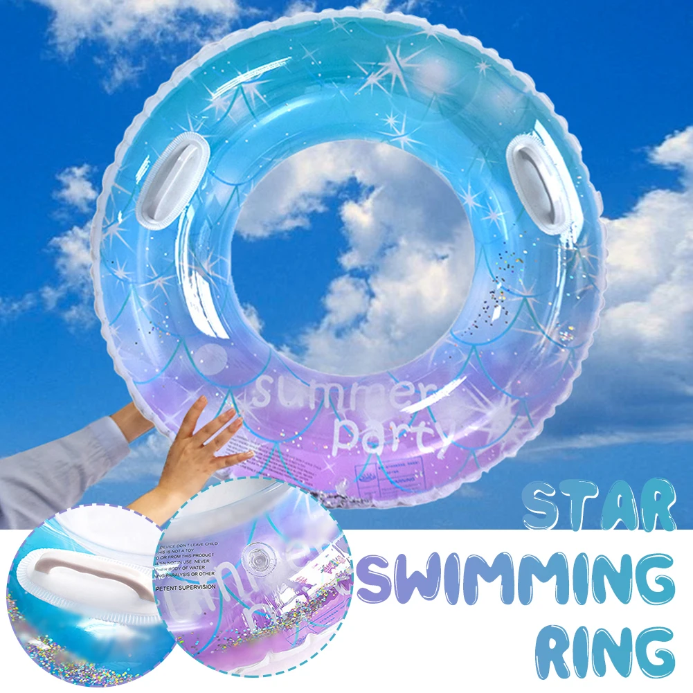 

Надувное плавательное кольцо из ПВХ, гладкие аксессуары для плавания, игрушки для надувного бассейна с блестками и ручкой, надувные игрушки...