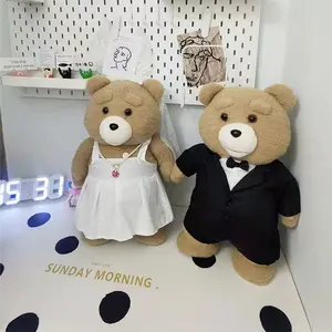 45cm Movie Teddy Plush Toys In Apron Soft Stuffed Animals Bear Wedding Ted Marred Plush Toys Gift