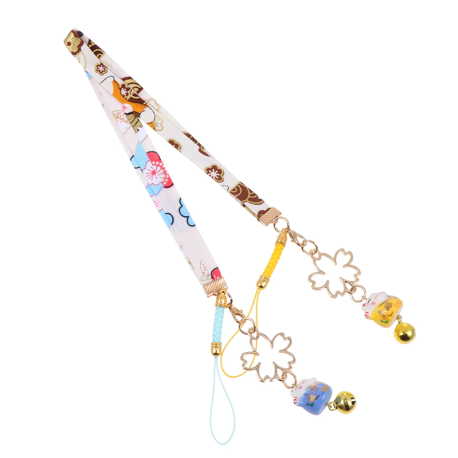 

Lanyard Strap Hanging Charm Ropechain Charms Wrist Pendant Cat Cell Beaded Keychain Lanyards Bell Universal Fortune Cellphone