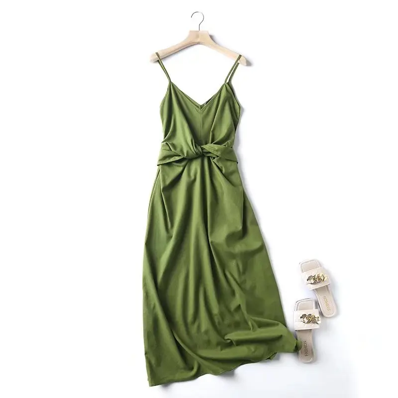 

Женское длинное платье с V-образным вырезом, льняные платья-подтяжки со складками, облегающее однотонное повседневное простое шикарное платье для осени 2023