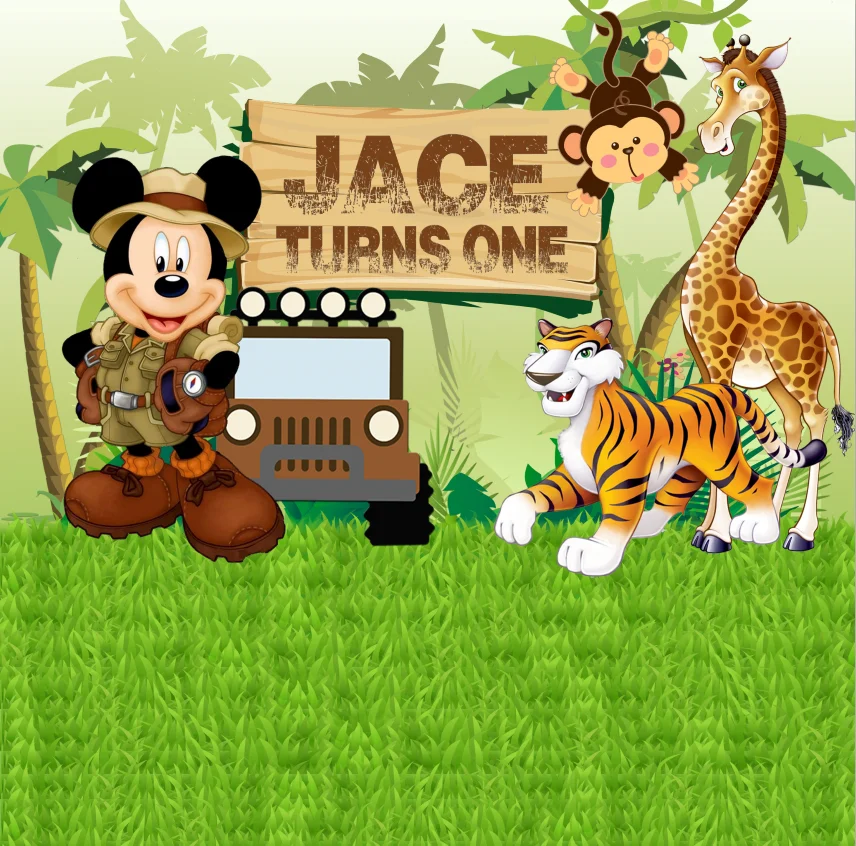 

8x8FT Wild Safari Happy Birthday Party Jungles Baby Shower Giraffe Custom Photo Background Backdrop Seamless Vinyl 240cm x 240cm