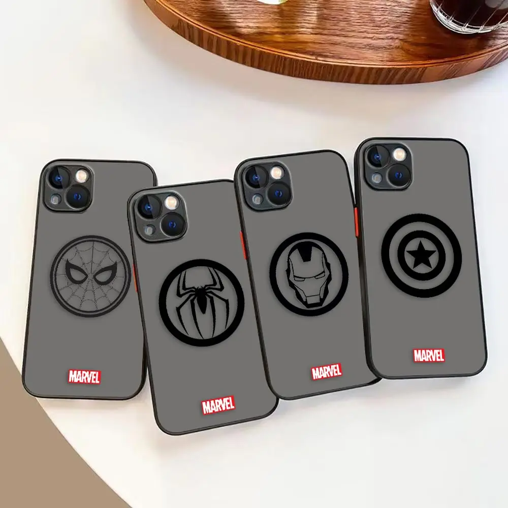 

Case for iPhone Apple 14 13 11 MINI Pro XS Max XR X 7 8 SE 2022 2020 6 6S Plus Case Funda Capa Shell Marvel Logo Lron Spider-Aan