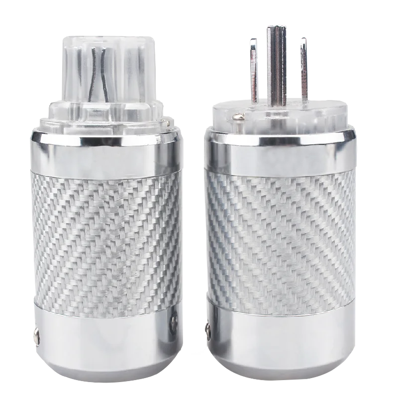 Rhodium Plated Audio Power Plug Carbon Fiber Shell IEC Connector Audiophile DIY AU & US HiFi AC Cable Cord images - 6