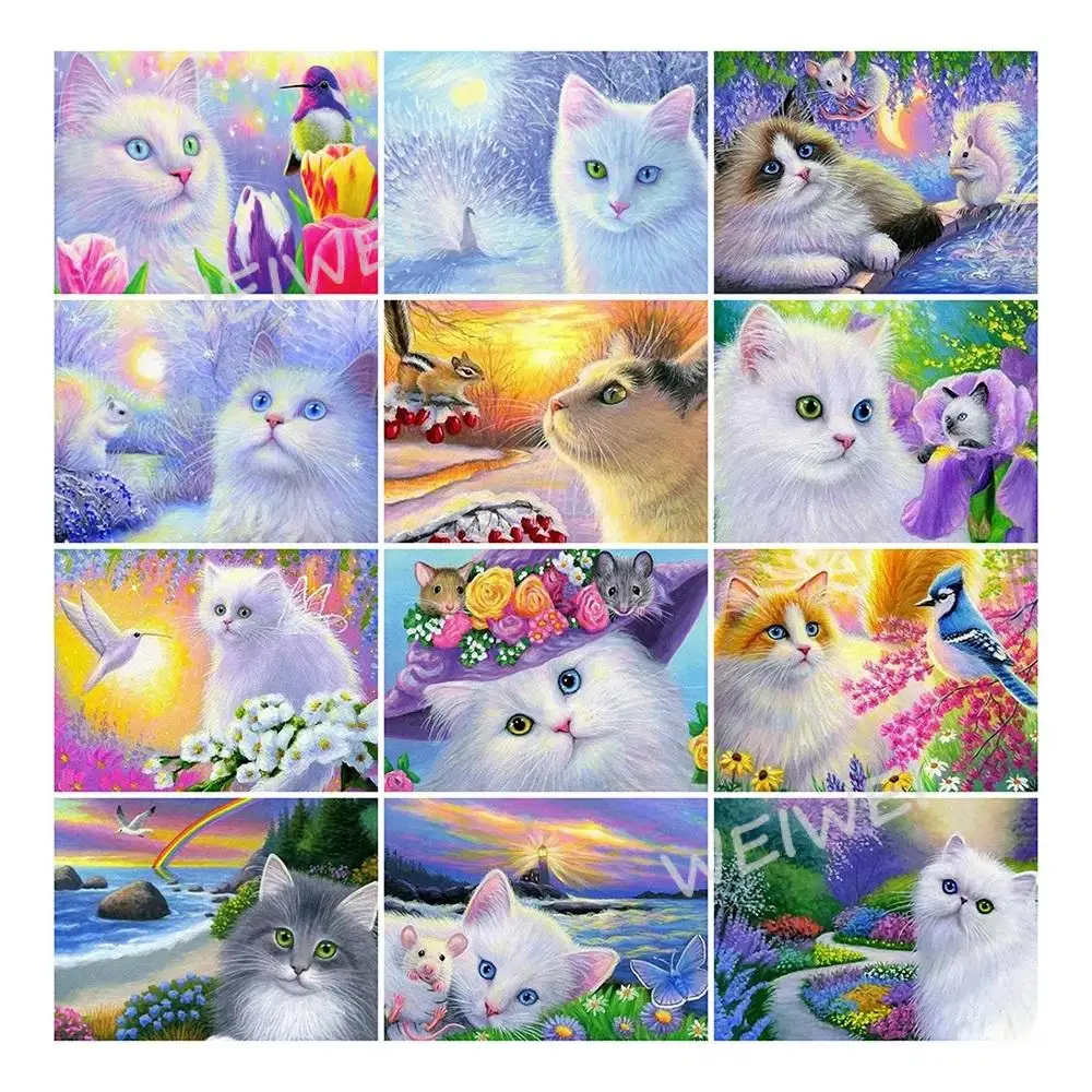 

Diy 5D Full Square Round Drill Diamond Painting Cute Animal Sunset Cat Flower Embroidery Mosaic Cross Stitch Art Hobby Gift