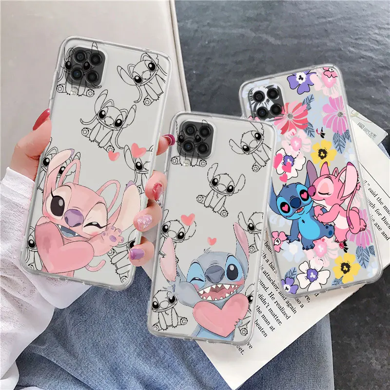 

Clear Case For Samsung Galaxy A52 A12 A51 A32 A21s A71 A32 A22 50 A70 A31 A72 5G Phone Cover Cute Cartoon Lilo Stitch
