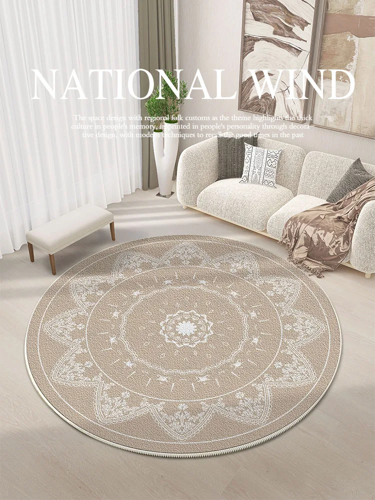 

American Retro Carpet Round Living Room Rugs Living Room Decoration Soft Terry Bedroom Carpet Thickened Children Carpet Bath Mat