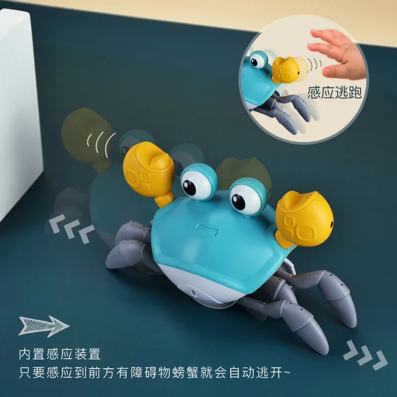 

Crawling Escape Crab Automatic Induction Obstacle Avoidance Crab Electric Luminous Music Toys Rechargeable Musical Children Toys