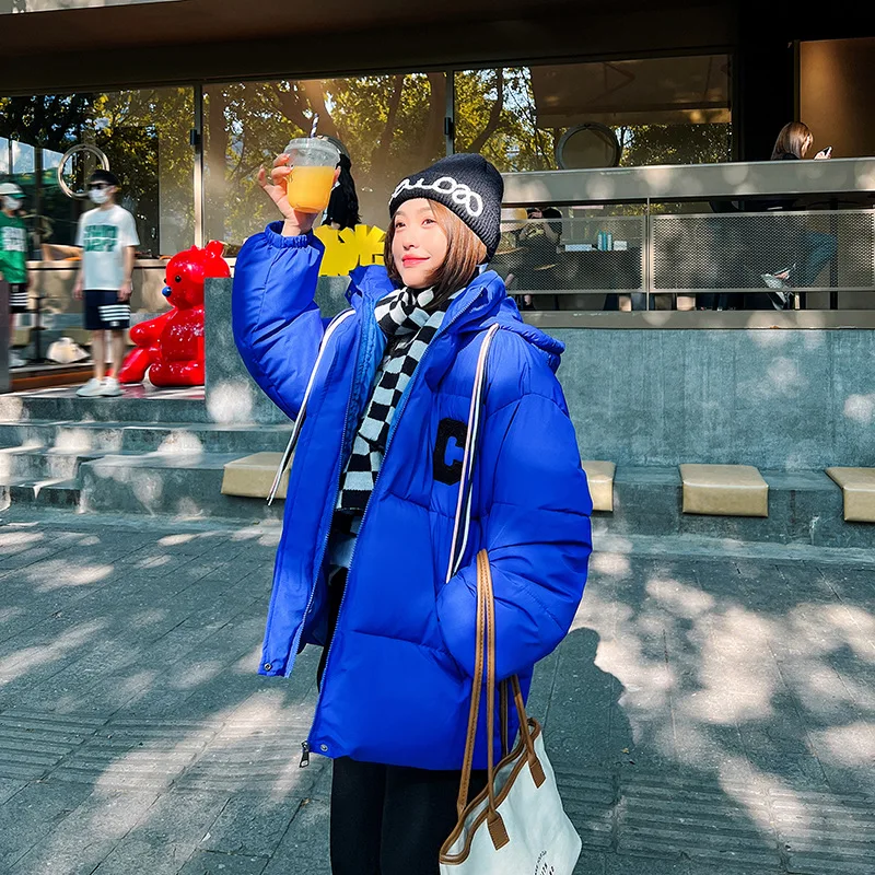 CGC Winter Thicken Warm Jackets Women 2022 New Loose Parkas Hooded Cotton Padded Coats Women Korean Style Oversized Outerwear