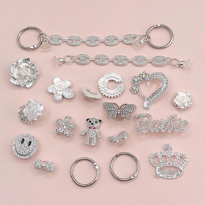 DIY Pearl Rhinestone Croc Charms Luxury Croc Decorations Sandals Shoes Accessory Set Metal Slippers Adornment Jeweled Charm Gift