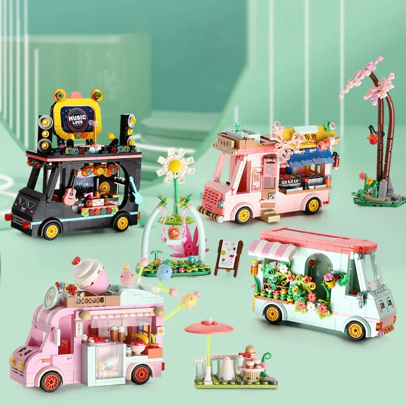 

Уличный пейзаж, детские развивающие креативные строительные блоки серии уличных автомобилей, Сборная модель «сделай сам»