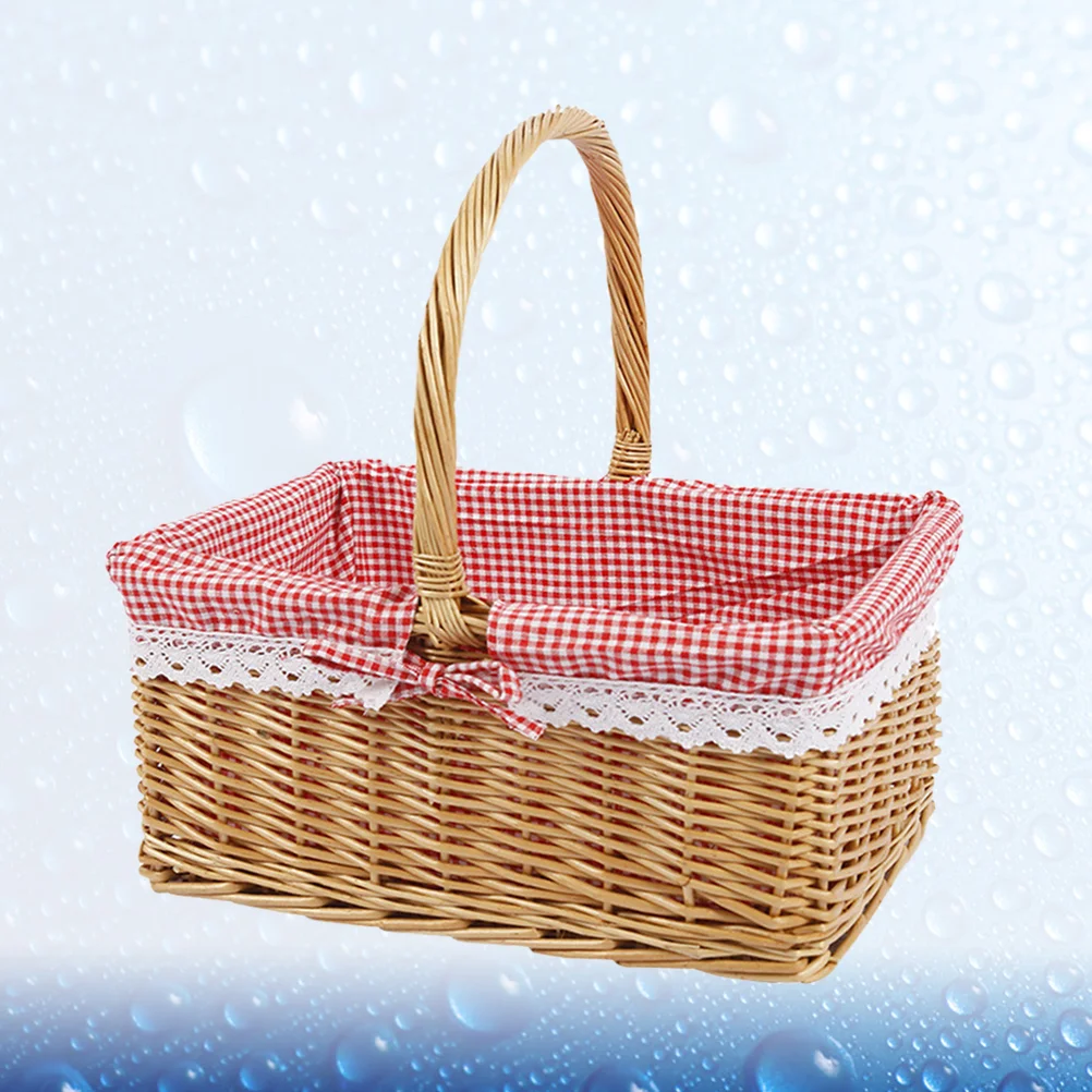 

Decorative Basket Portable Dessert Outdoor Home Decorative Pastoral Style Camping Simulation Rattan Fruit
